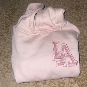 LA pink cropped hoodie